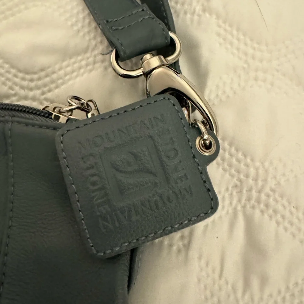 STONE MOUNTAIN LEATHER FROM THE STAMFORD COLLECTION dusty blue NWOT
